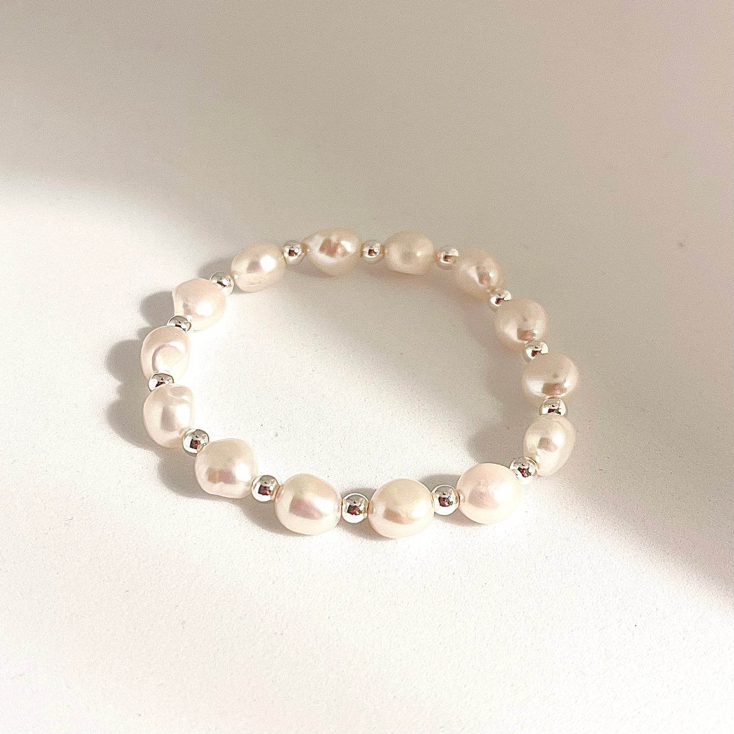 Magik Custom Personalized Cultured Freshwater Baroque Pearl Stretch Elastic Bracelet Gift for Women Girls