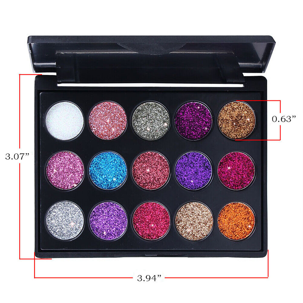 US Glitter Eyeshadow 15 Color Matte Makeup Kit Shimmer Eye Shadow Powder Palette