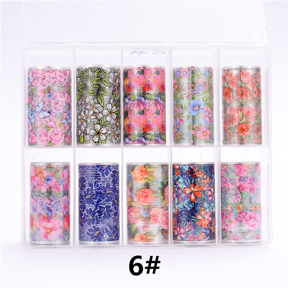 US 10 Sheets Galaxy/Marble/Flower Nail Decal Nail Art Transfer Sticker Decor