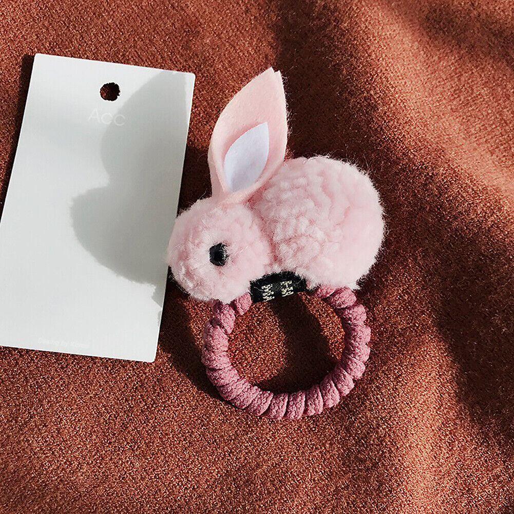 US Pompom Ball Rabbit Hair Rope Tie Ponytail Holder + Hair Clip Girl Gift Set