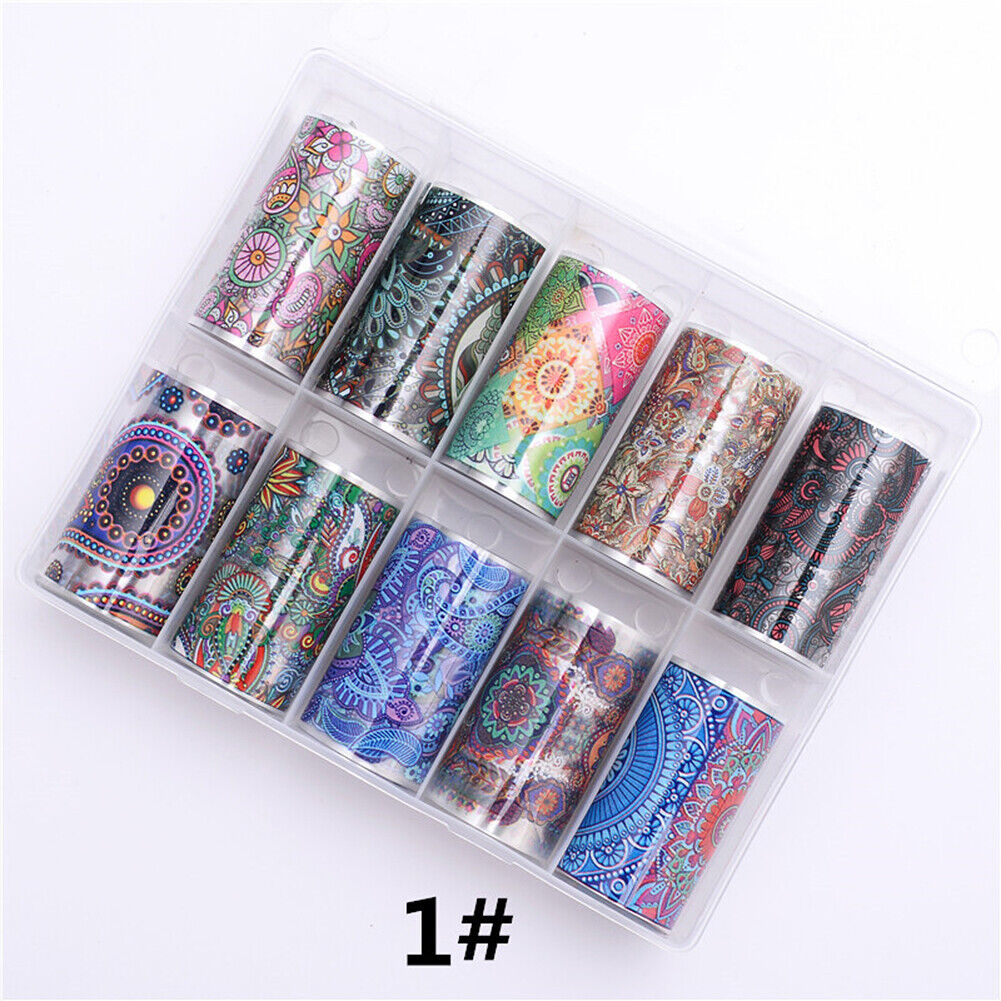 US 10 Sheets Galaxy/Marble/Flower Nail Decal Nail Art Transfer Sticker Decor