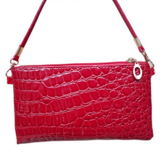 Crocodile/Stone Pattern Envelope Synthetic Leather Clutch Wrist/Shoulder Bag