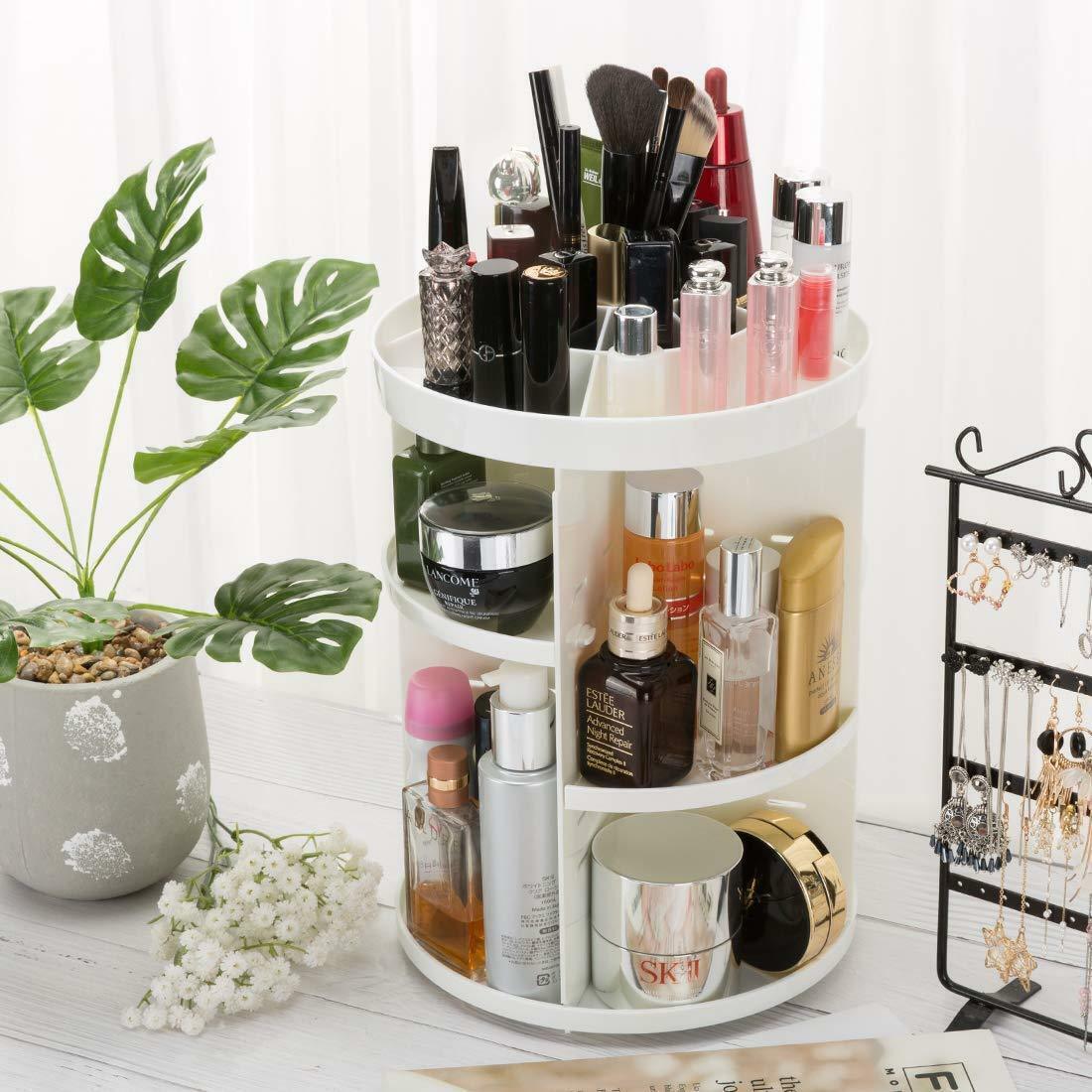 360 Degree Rotating Cosmetic Makeup Organizer Storage Box Lipstick Shelf Display