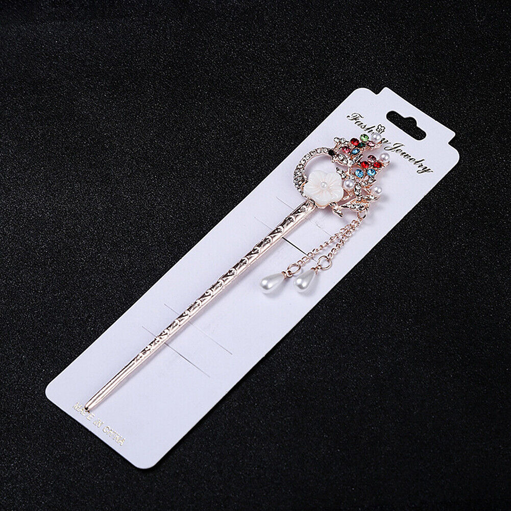 US Vintage Chinese Style Rhinestone Hair Chopsticks Stick Hairpin Chignon Pin