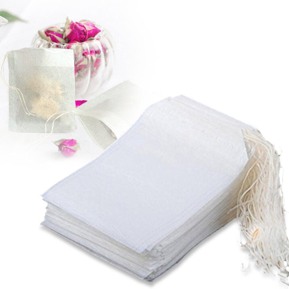 US 100-400 pcs Disposable Filter Drawstring Flip Empty Teabag Herb Loose Tea Bag