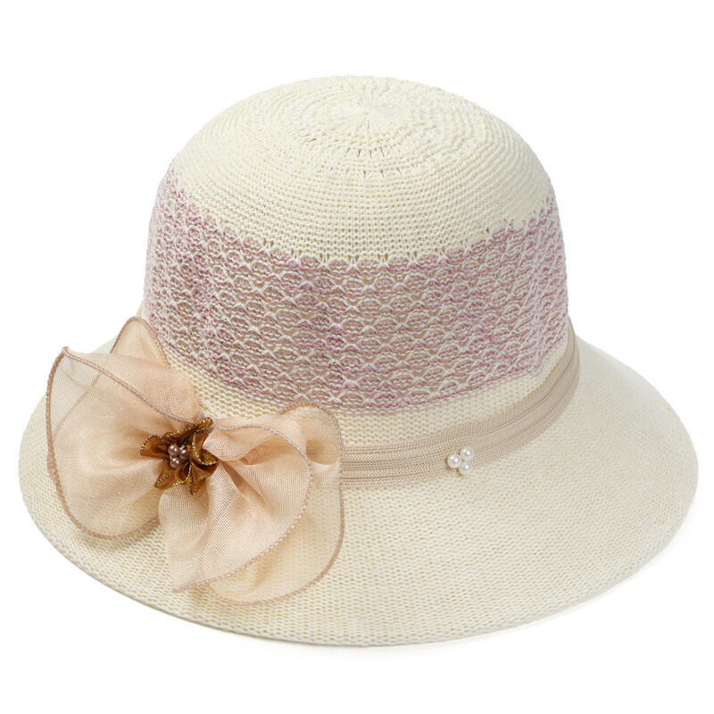 Magik Women Lady Summer Breathable Sun Braided Trim Straw Bowler Cap Cloche Hat