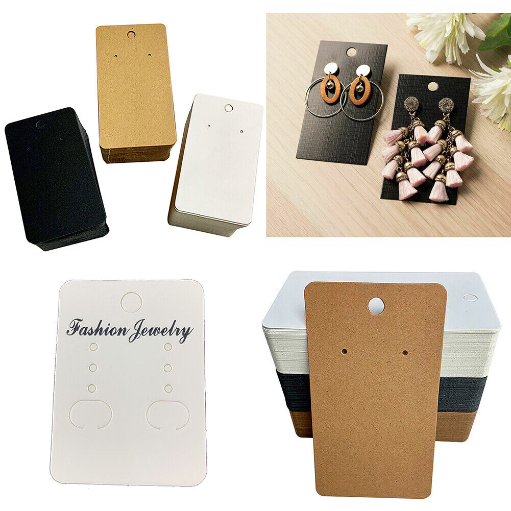 US 200 Pack Earring Card Holder Black Earring Display Cards Ear Studs Jewelry