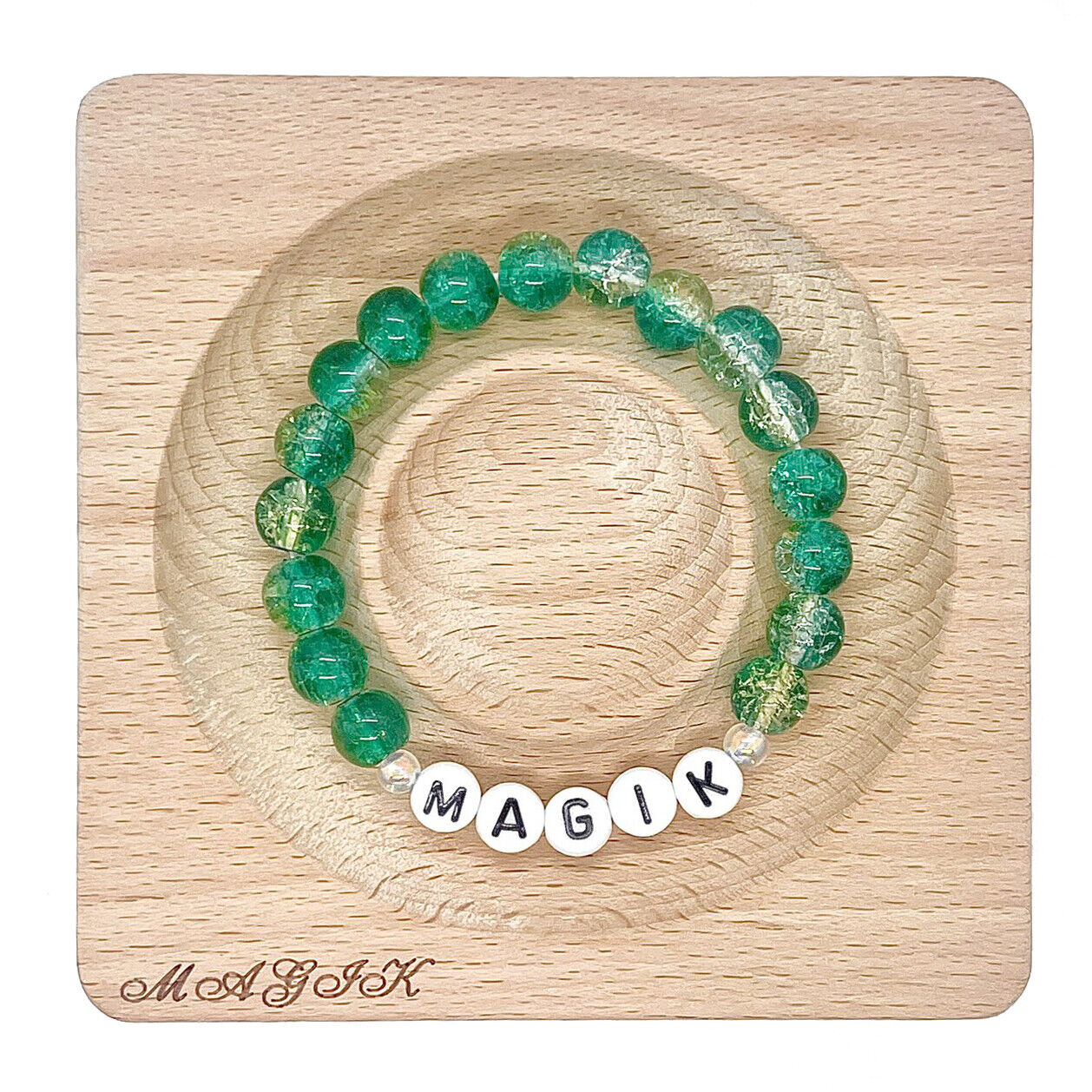 Magik Custom Personalized Name Mama Bracelet Crackle Lampwork Glass Beads Gift