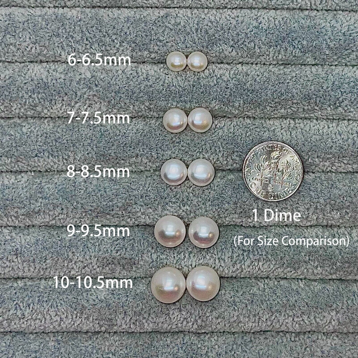 US Real Freshwater Cultured Button AA Pearl Earring Studs High Luster Gift Women