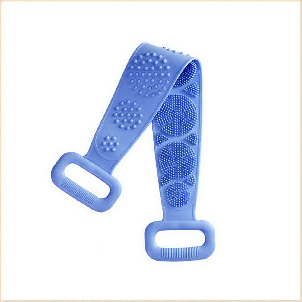 US Silicone Bath Towel Rub Brush Pull Back Strip Scrubber Exfoliating Scrub Tool