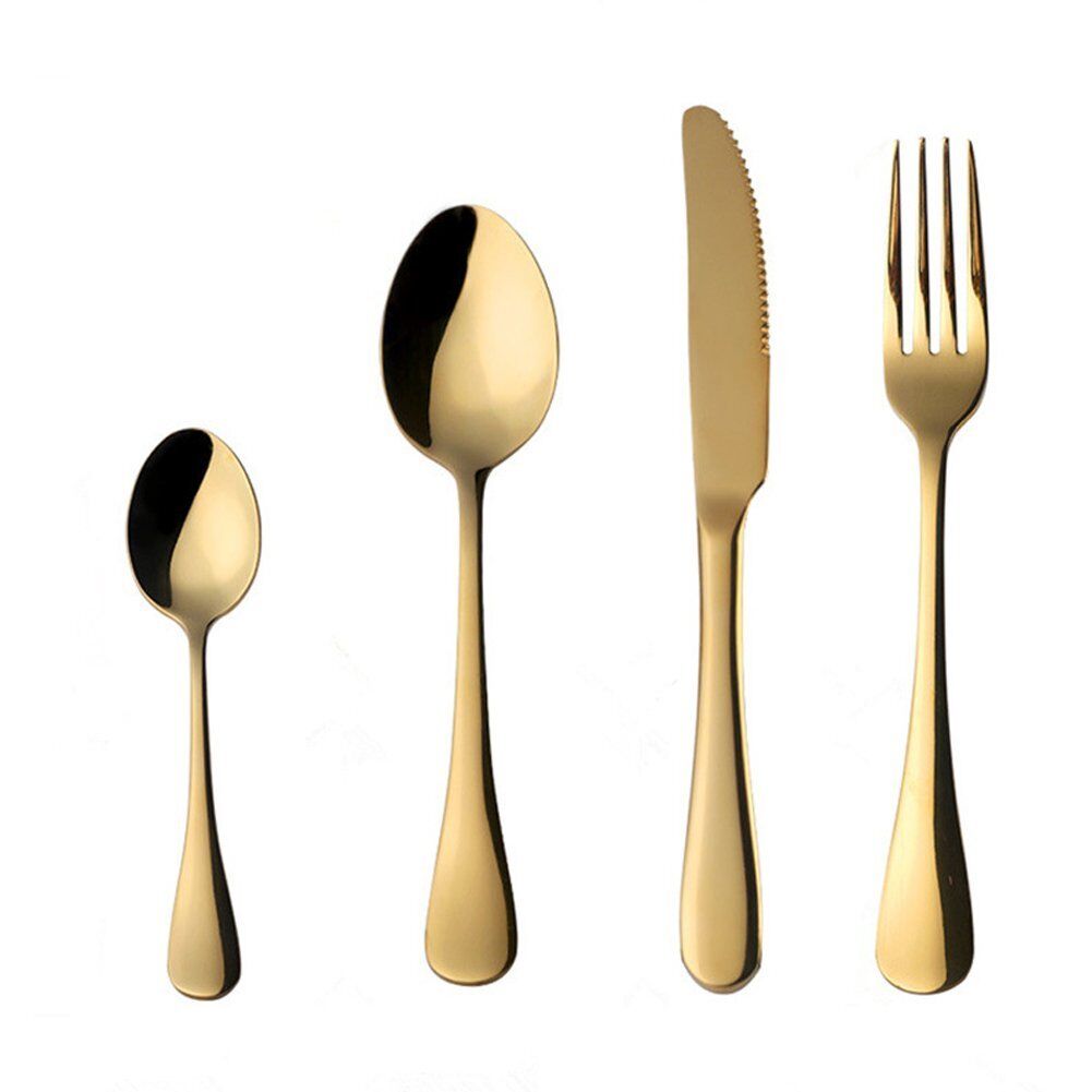 4Pcs Flatware Rainbow Dinnerware Stainless Steel Tableware Set Fork Spoon Knife
