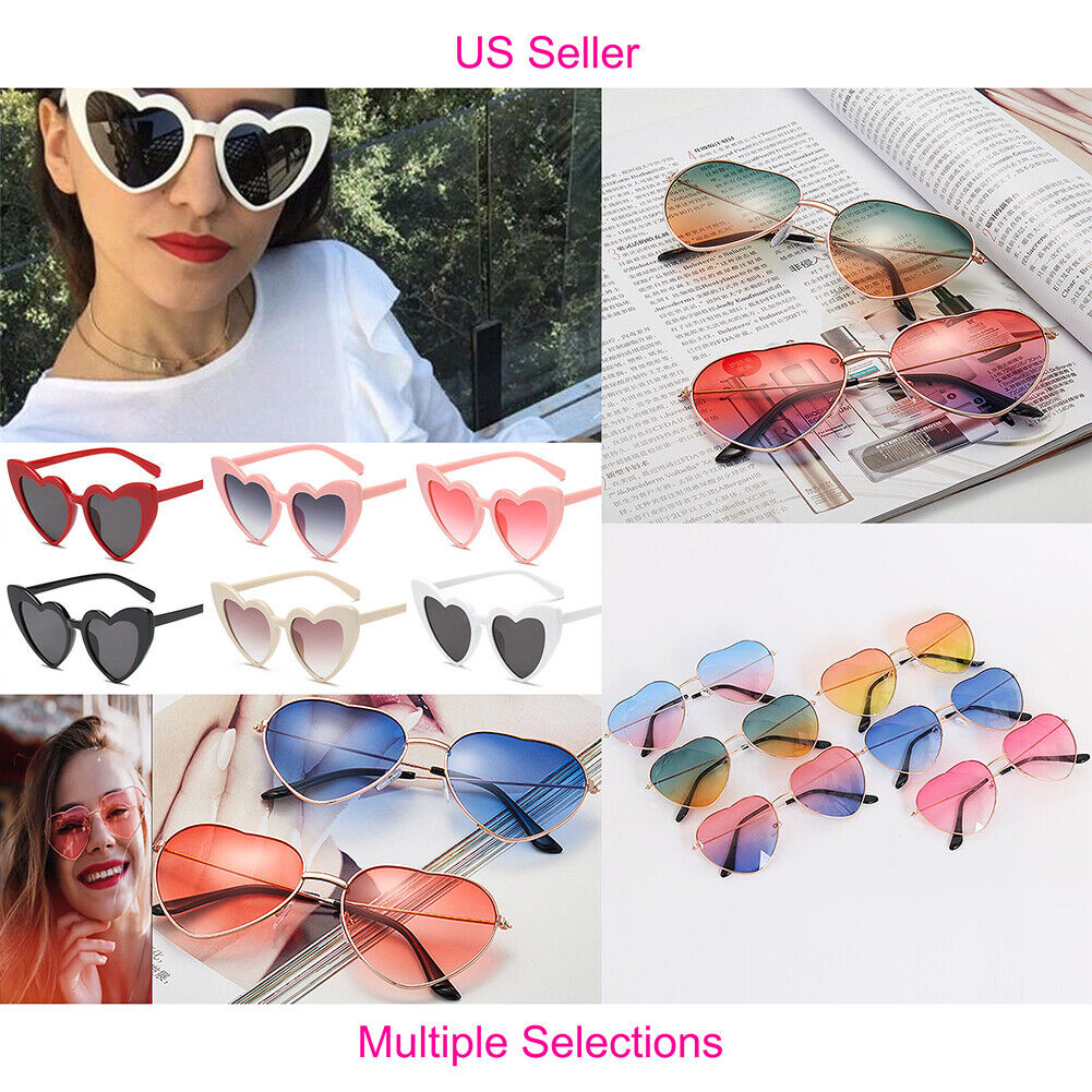 US Women Lovely Heart Shape Sunglasses Halloween Cat Eye Retro Sun Glasses UV400