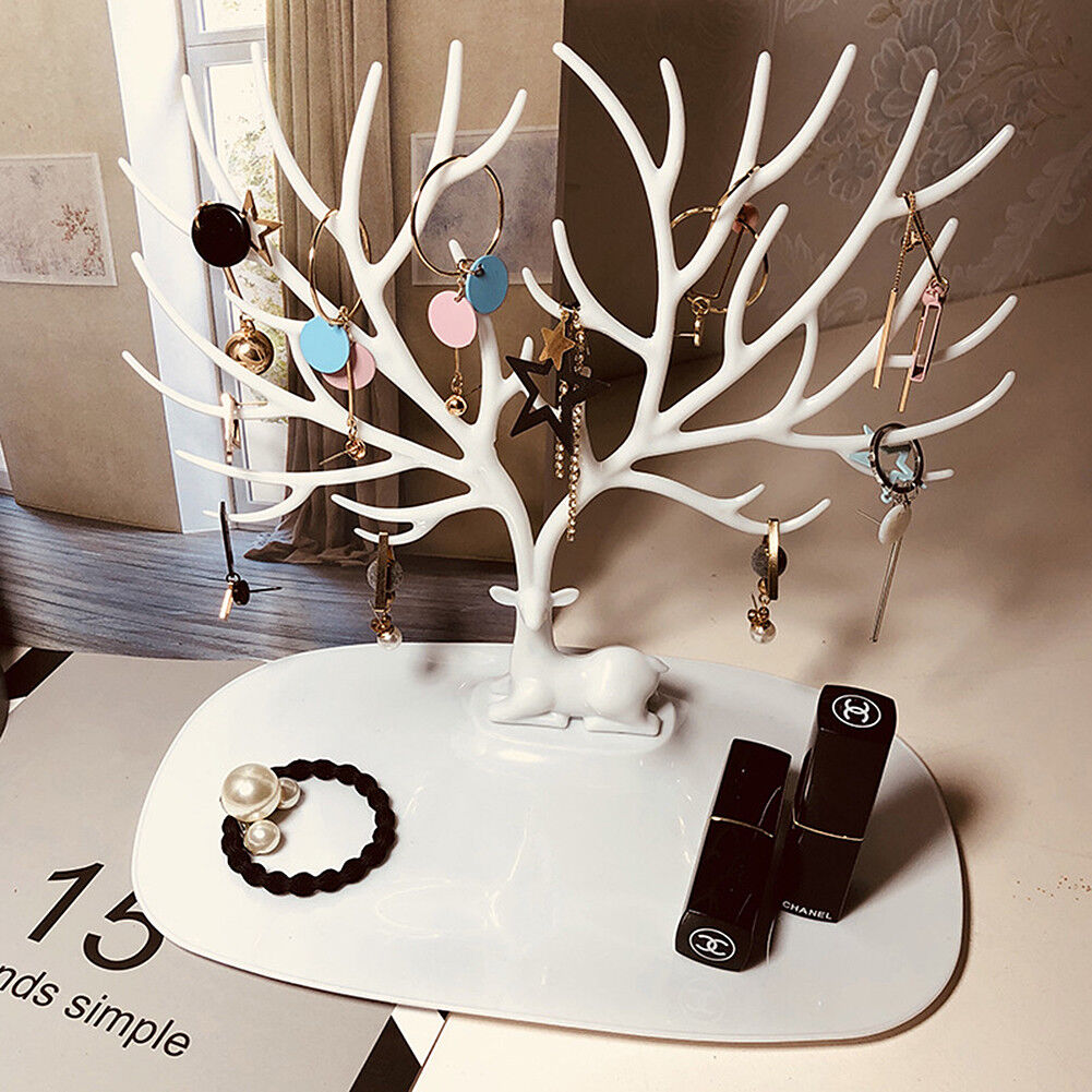 US Jewelry Deer Tree Stand Display Organizer Necklace Ring Earring Holder Rack