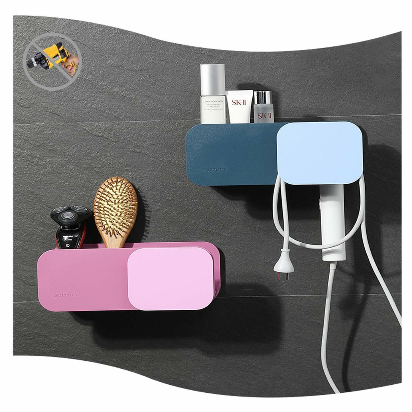 Hair Dryer Holder Self-Adhesive Hanging Rack Organizer Hook Spiral Caddy Bracket