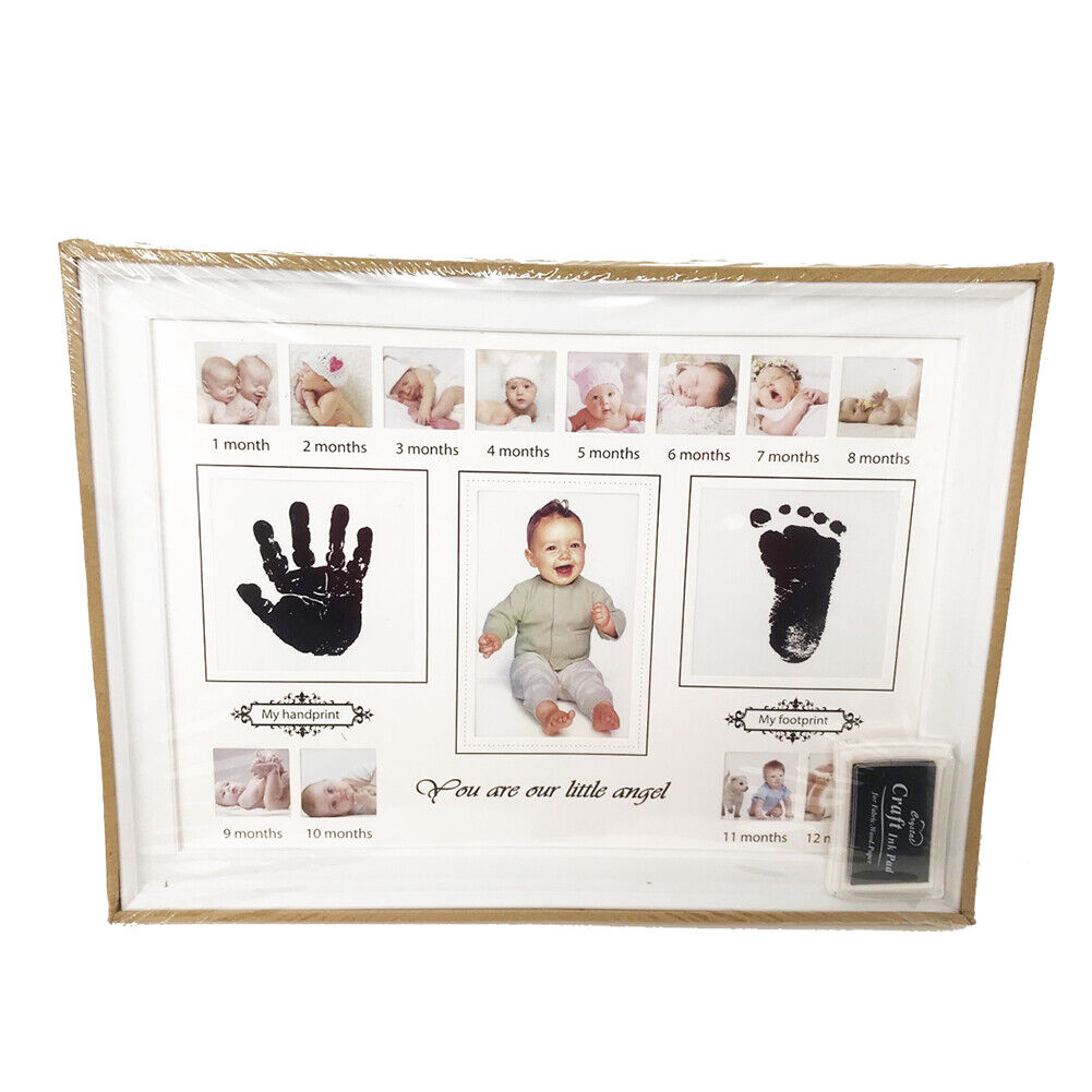 US Baby Photo Handprint Footprint Milestone Moments First Year Keepsake Frame