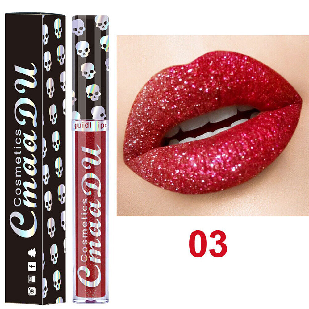 US 1-2 Pack Glitter Flip Liquid Lipstick Matte Waterproof Dazzling Long Lasting