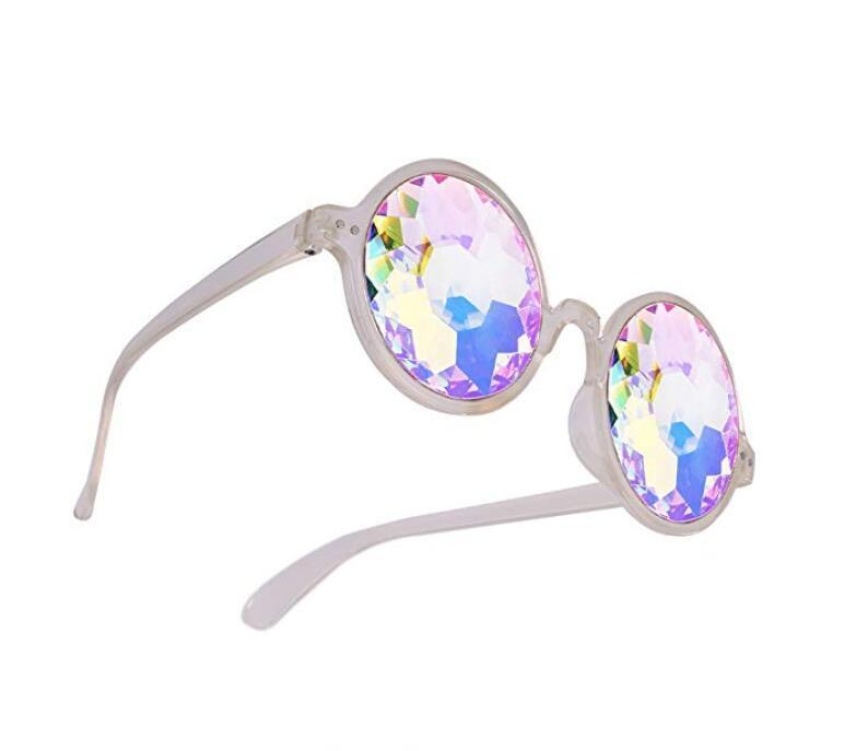 Festival Party Rave Kaleidoscope Rainbow Round Glasses Diffraction Crystal Lens