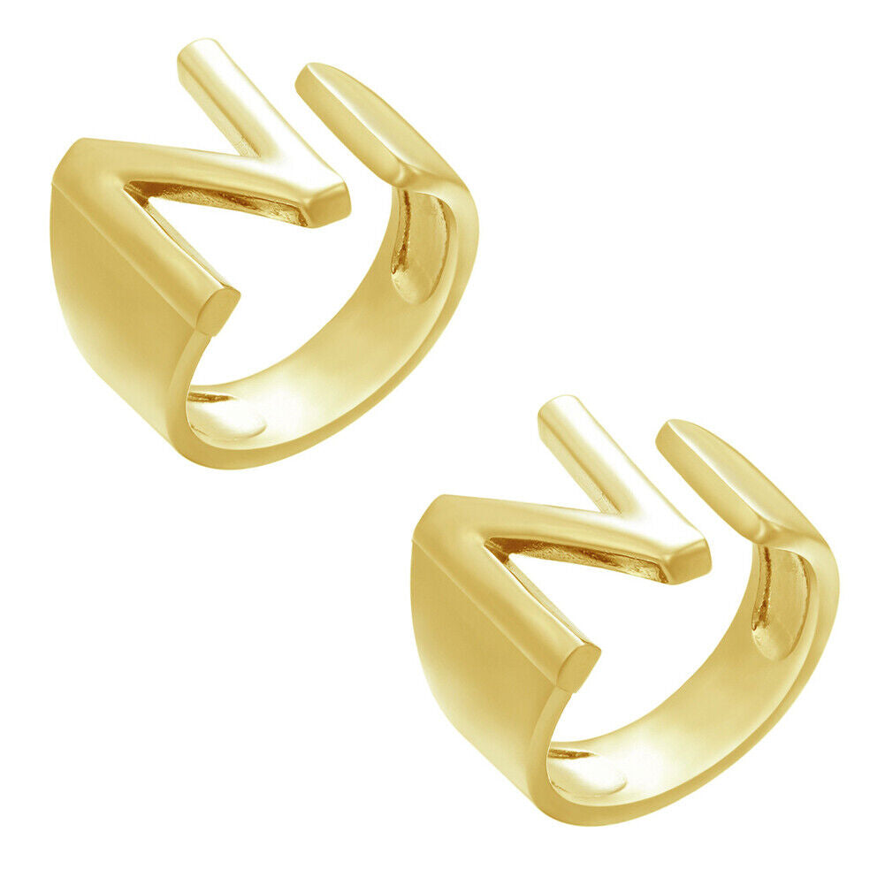 US Alphabet Letter A to Z Resizable Knuckle Ring Initial Gold Silver Letter Ring