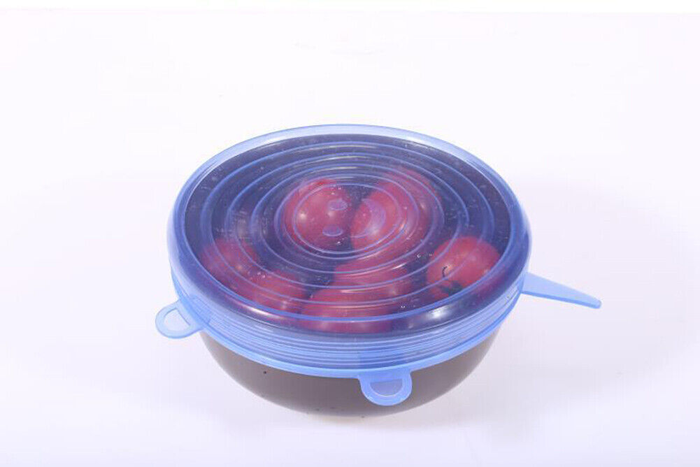 4~6 Pack Stretch Reusable Silicone Bowl Food Storage Wraps Cover Seal Fresh Lids
