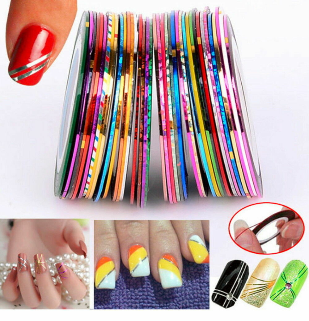 32Pcs Mixed Colors Rolls Striping Tape Line DIY Nail Art Tips Decoration Sticker