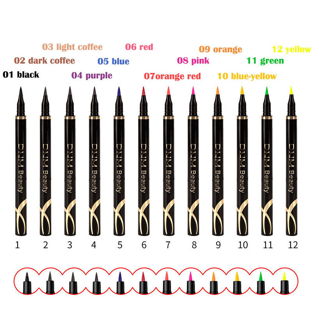 US 1-2 Pack Colorful Eyeliner Waterproof Long Lasting Liquid Eye Liner Pen Tool