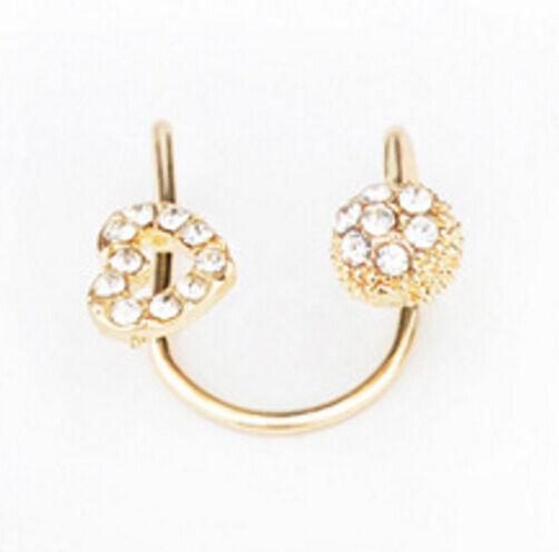 2X Magik Rhinestone EarStud Crystal Ear Cuff Wrap Clip On Non-piercing Earrings