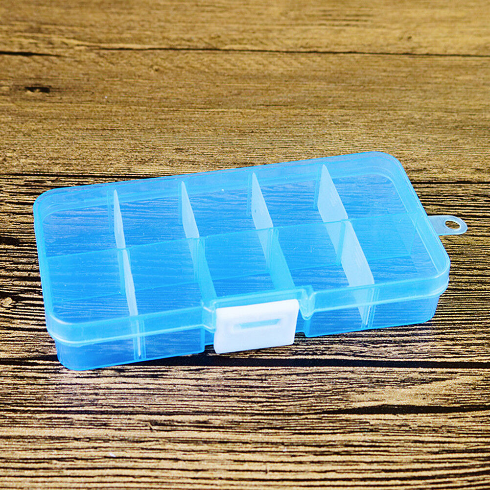 2 Pack Plastic Storage Box Jewelry Earring Tool Containers w/Divider, 10-15 Grid