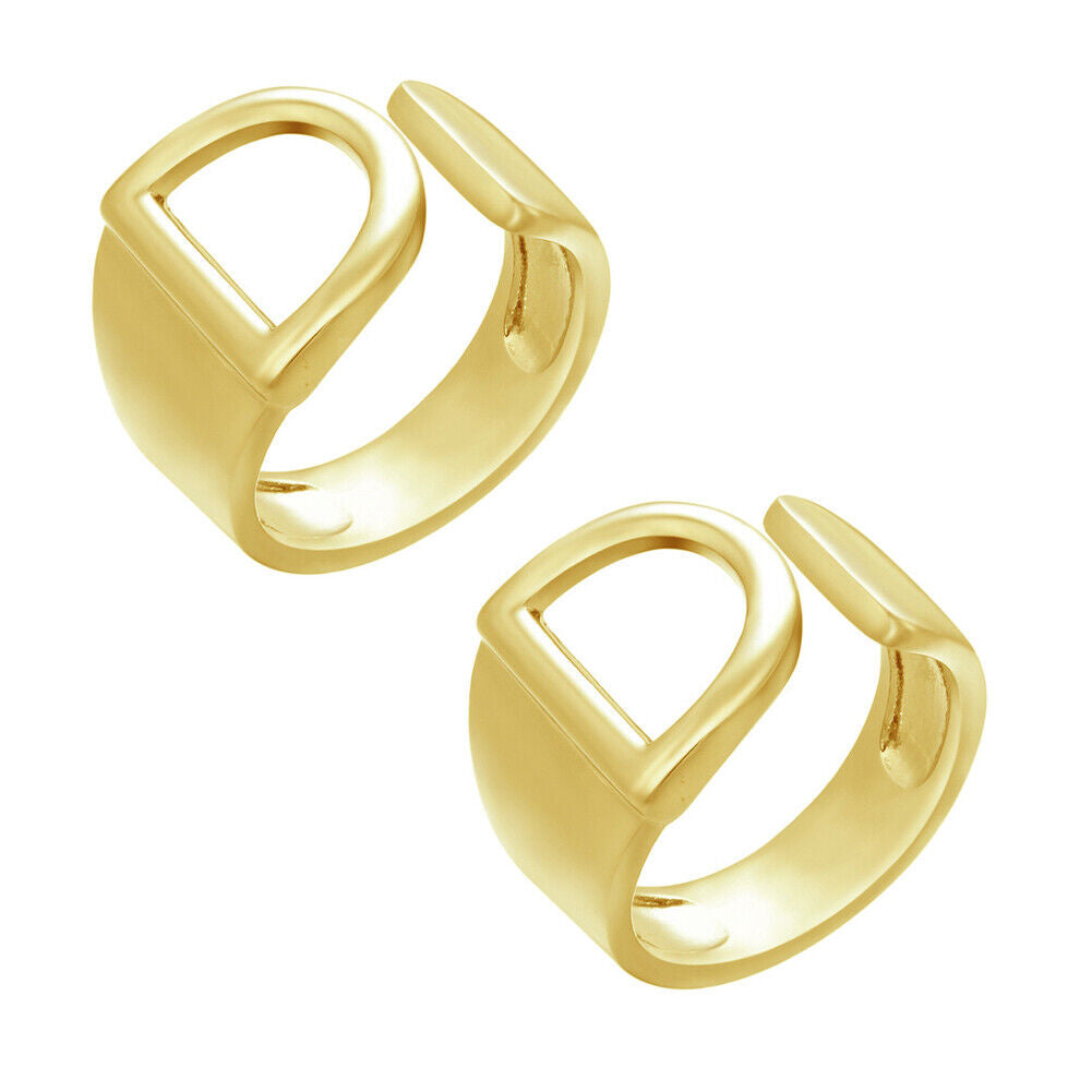 US Alphabet Letter A to Z Resizable Knuckle Ring Initial Gold Silver Letter Ring