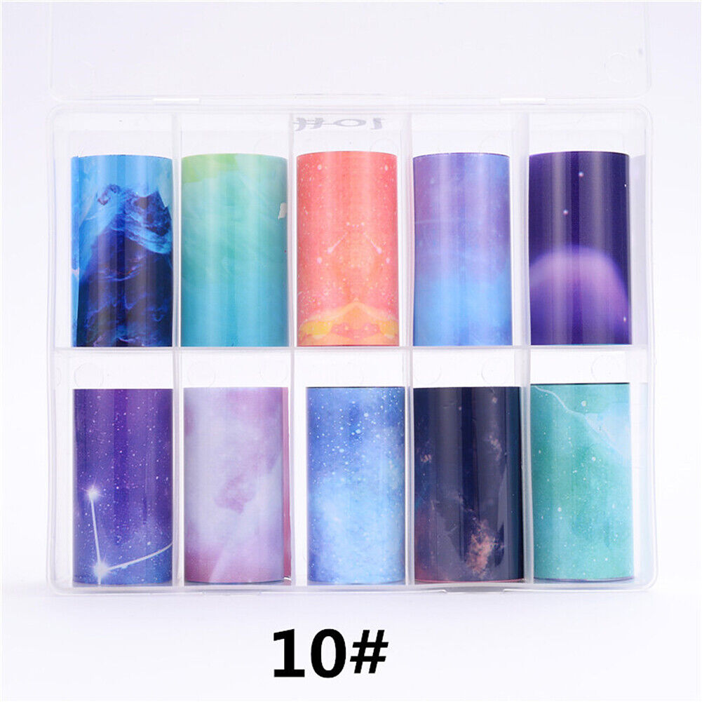 US 10 Sheets Galaxy/Marble/Flower Nail Decal Nail Art Transfer Sticker Decor