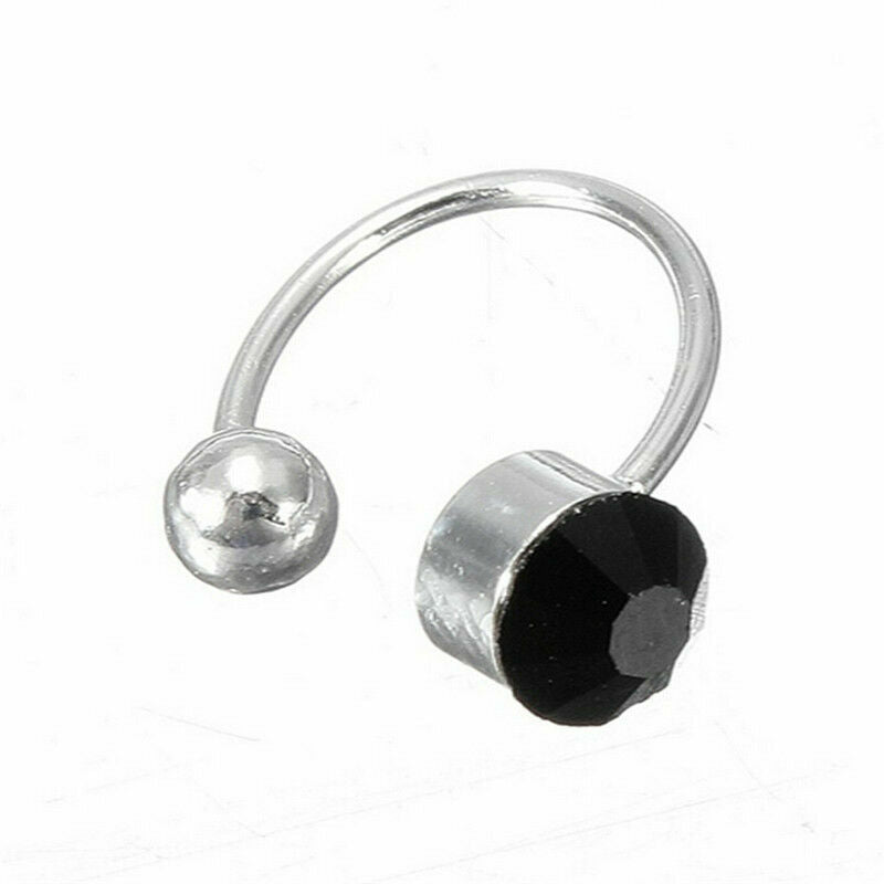 US 2Pcs Crystal Ear Cuff U Shape Wrap Earrings Non Piercing Rhinestone Clip-on