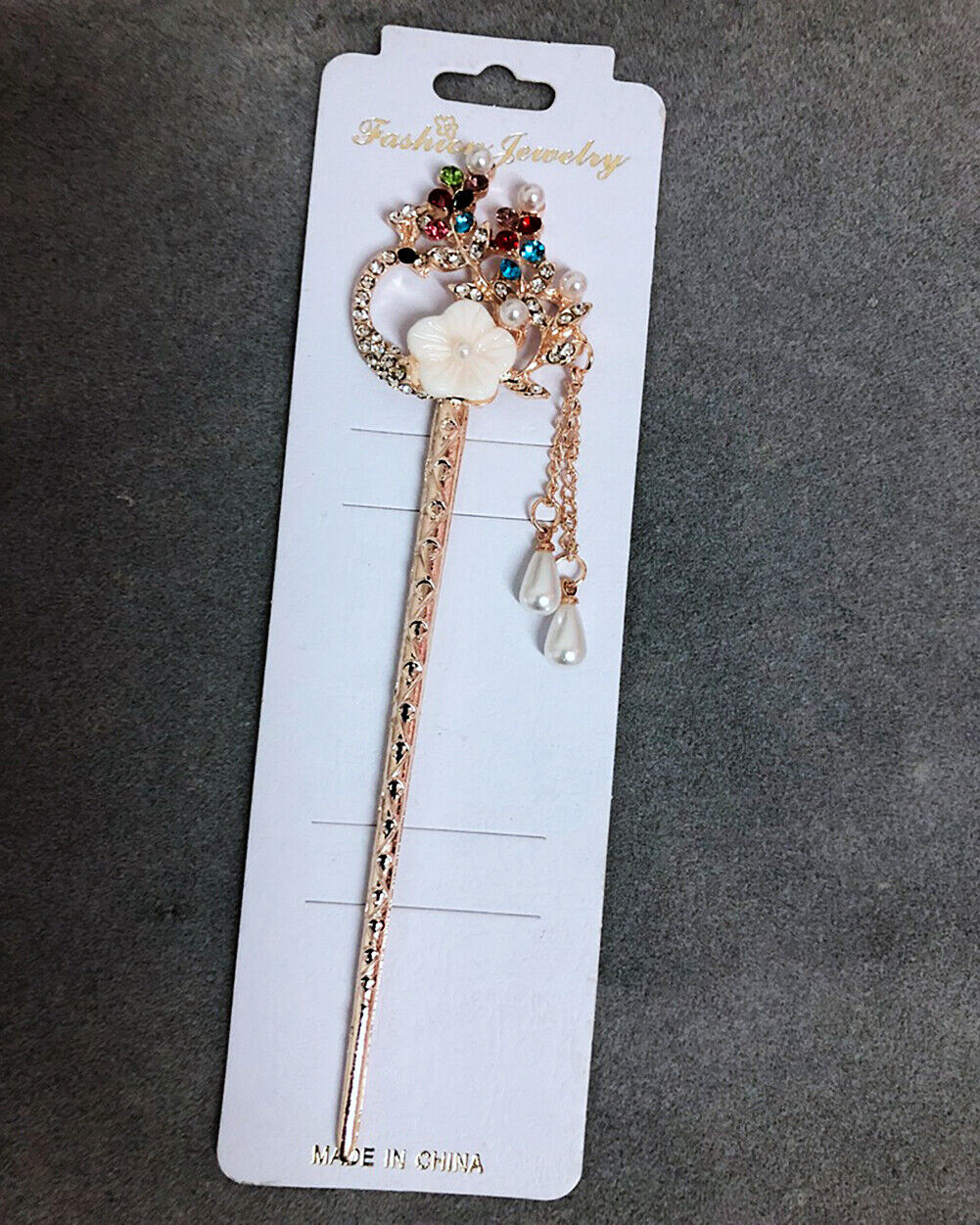 US Vintage Chinese Style Rhinestone Hair Chopsticks Stick Hairpin Chignon Pin