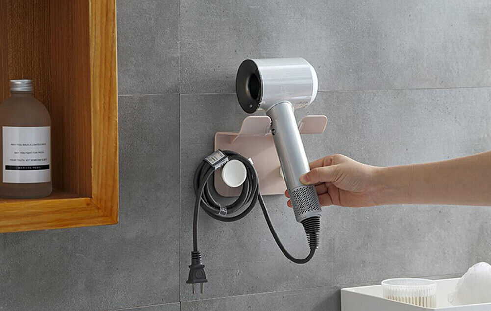 Hair Dryer Holder Self-Adhesive Hanging Rack Organizer Hook Spiral Caddy Bracket