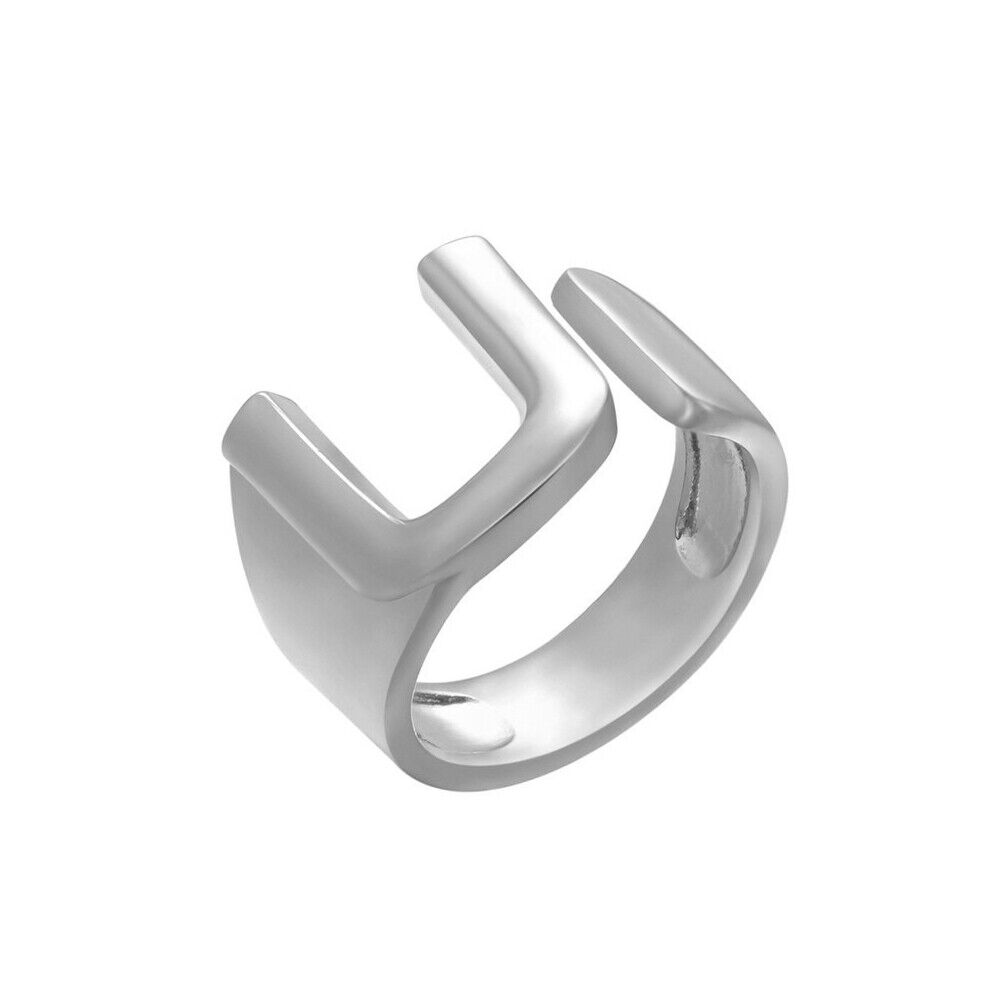 US Alphabet Letter A to Z Resizable Knuckle Ring Initial Gold Silver Letter Ring