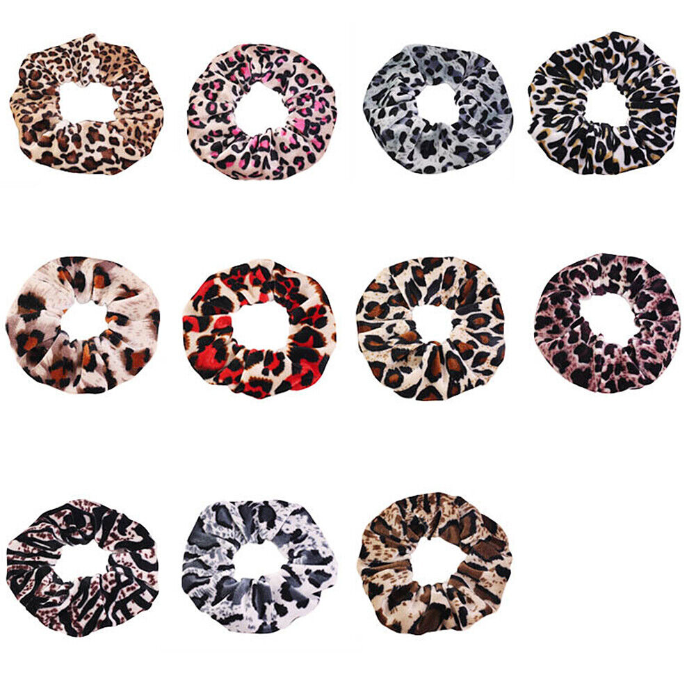 30-60 Leopard Hair Scrunchies Gold Velvet Elastics Bands Ties Scrunchy Ties Rope