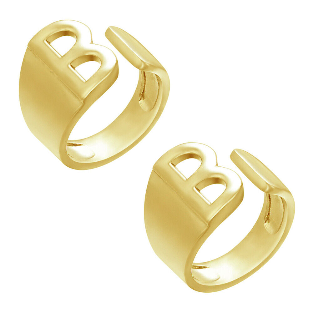 US Alphabet Letter A to Z Resizable Knuckle Ring Initial Gold Silver Letter Ring