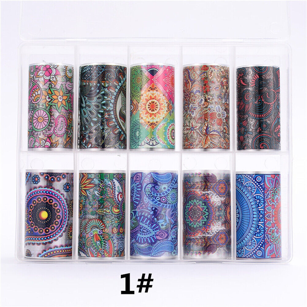 US 10 Sheets Galaxy/Marble/Flower Nail Decal Nail Art Transfer Sticker Decor