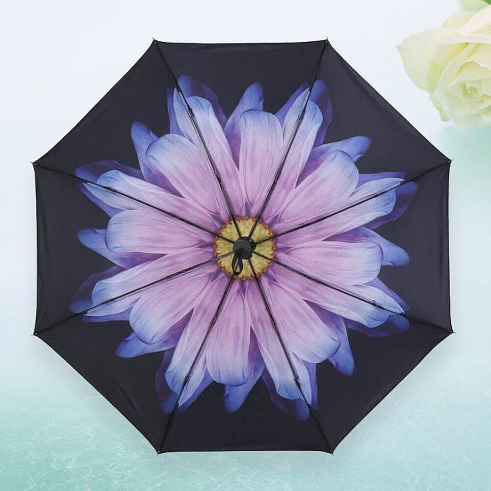 50+ Anti-UV Sun Rain Protection Windproof Flower Parasols 3 Folding Umbrella