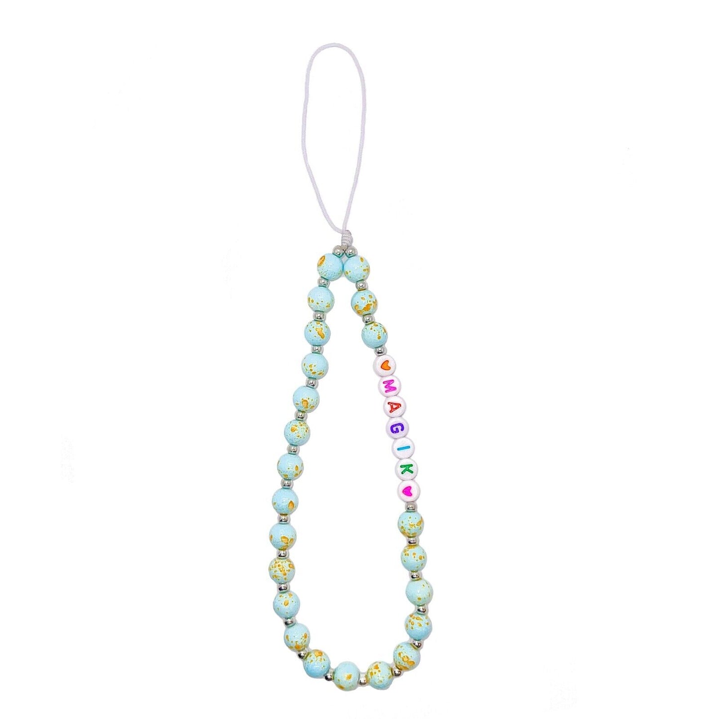 US Personalized Beaded Phone Lanyard Name Chain Wristlet Strap Charms Y2K Vibe