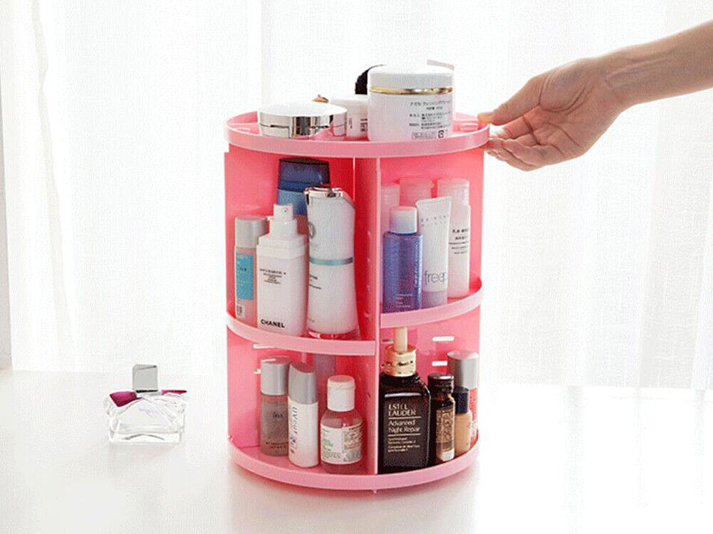 360 Degree Rotating Cosmetic Makeup Organizer Storage Box Lipstick Shelf Display