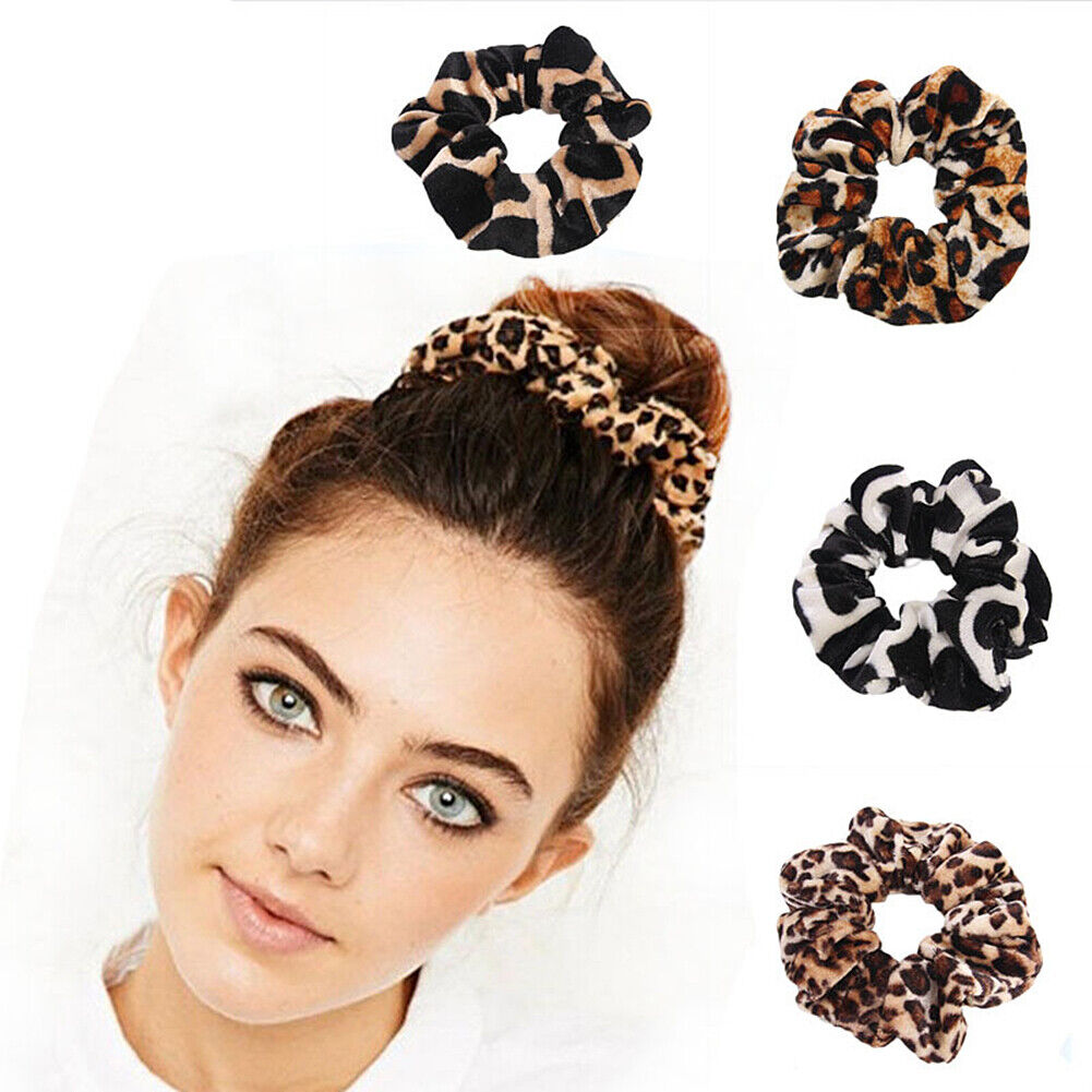 30-60 Leopard Hair Scrunchies Gold Velvet Elastics Bands Ties Scrunchy Ties Rope