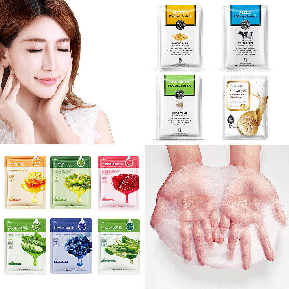 US 12 Pack Fruit Snail Aloe Milk Essence Facial Mask Sheet Age-defy Moisturizing