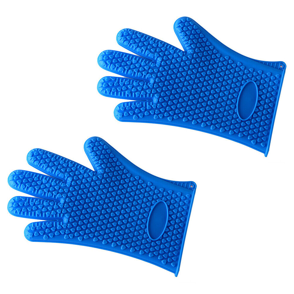 US Silicone BBQ Heat Resistant Gloves Grill Pot Holder Cooking Grip Oven Mitts