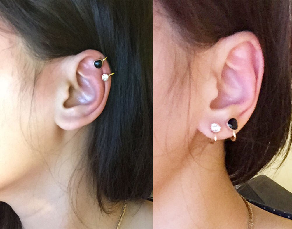 2X Magik Rhinestone EarStud Crystal Ear Cuff Wrap Clip On Non-piercing Earrings