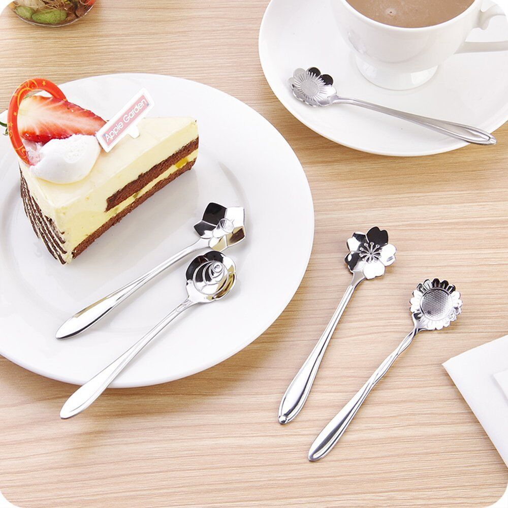 8 Pack Magik Floral Stainless Steel Tableware Creative Flower Coffee Spoon Set
