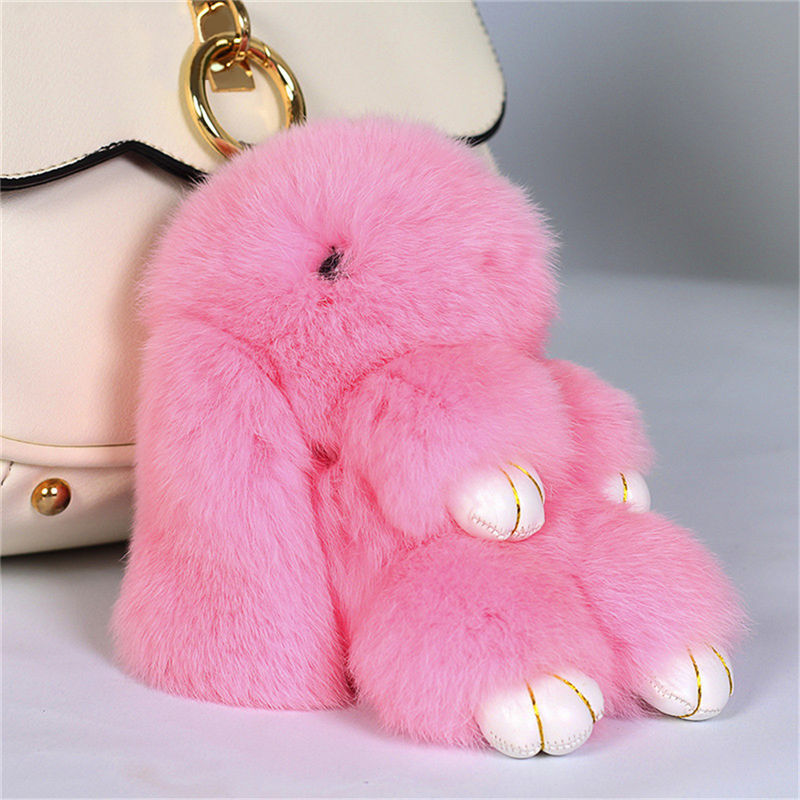 Bunny Rabbit Doll Heart Pom Phone Car Pendant Handbag Key Chain Ring Fine