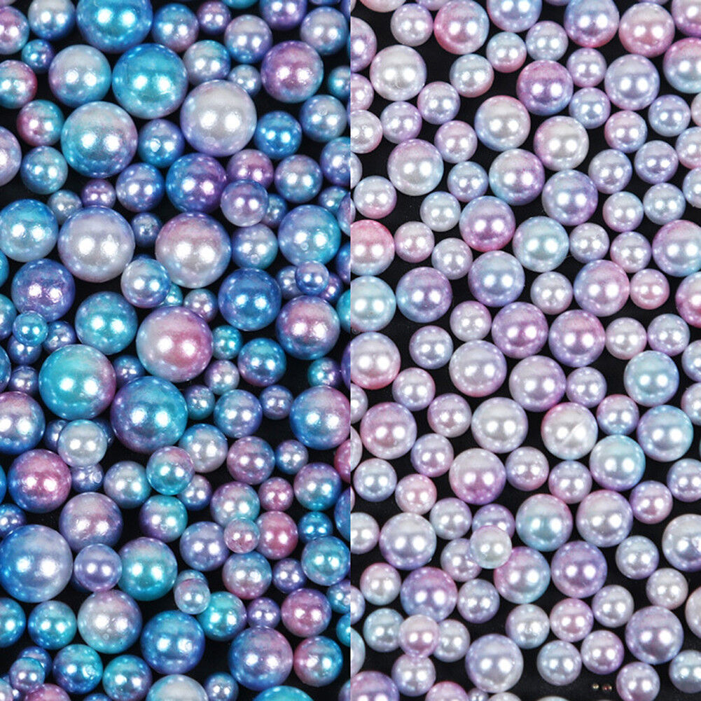 3-6mm Mix Size Acrylic Transition Color Round Pearl Loose Mermaid Beads Jewelry