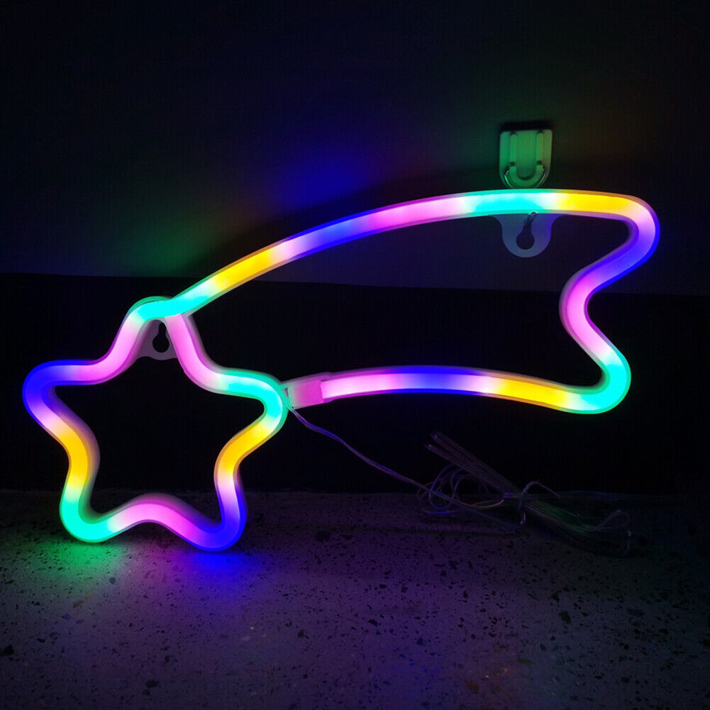 US Battery USB LED Neon Light Wall Signs Night Home Decoration Holiday Kid Gift