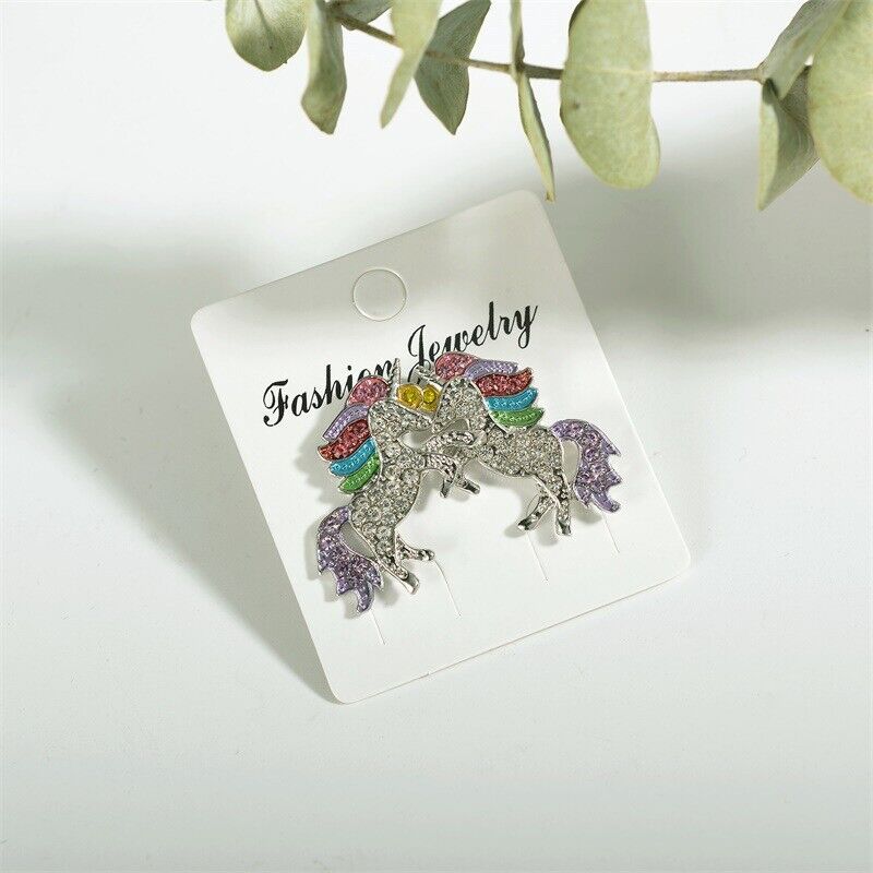 US Unicorn Jewelry Rainbow Rhinestone Crystal Necklace/ Bracelet/ Earring/ Ring