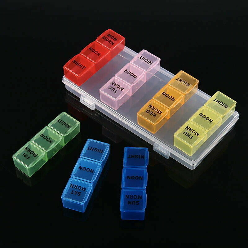 US 7 Day 28 Hole Medicine Pill Week Tablet Sort Organizer Storage Container Case