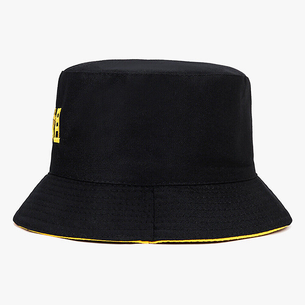 US Double-sided Bucket Hat Fisherman's Cap  Men Women Embroidery Pattern Cotton